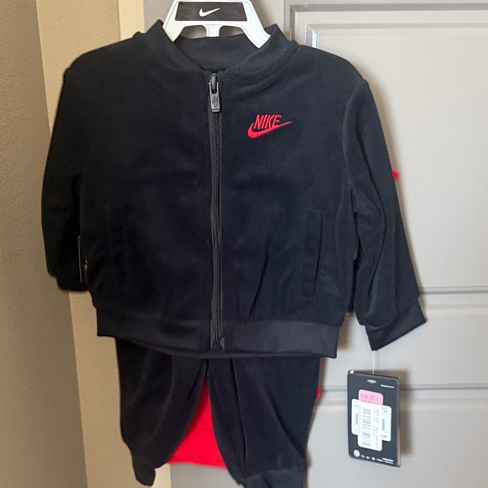 Nike Black Tracksuit with Red Logo